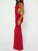 Backless Wide Strap Maxi Dress