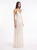 Sleeveless Sheer Maxi Dress with Gold Hardware - Three Quarter View
