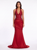 Sequin Halter Neck Maxi Dress - Scarlet Front