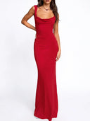 Backless Wide Strap Maxi Dress