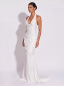 Sequin Halter Neck Maxi Dress - White Side