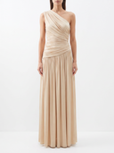 One-Shoulder Ruched Maxi Dress - Front View