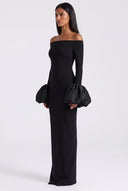 Off-Shoulder Flounce Sleeve Maxi Dress