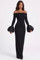 Off-Shoulder Flounce Sleeve Maxi Dress