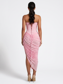 Lace Up Back Tube Midi Dress