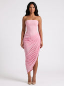Lace Up Back Tube Midi Dress