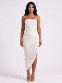 Lace Up Back Tube Midi Dress