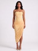 Lace Up Back Tube Midi Dress