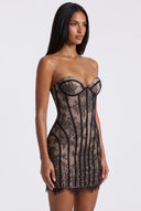 Lace Detail Tube Mini Dress