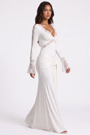 Lace Trim Long Sleeve Maxi Dress