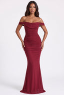 Off-Shoulder Ruched Mermaid Maxi Dress