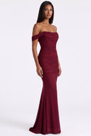Off-Shoulder Ruched Mermaid Maxi Dress