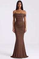 Off-Shoulder Ruched Mermaid Maxi Dress