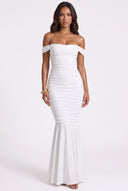 Off-Shoulder Ruched Mermaid Maxi Dress