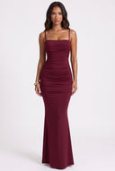 Ruched Spaghetti Strap Bodycon Maxi Dress
