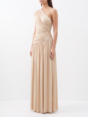 One-Shoulder Ruched Maxi Dress - Three Quarter View