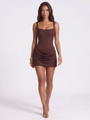 Ruched Sleeveless Mini Dress