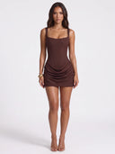 Ruched Sleeveless Mini Dress