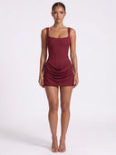 Ruched Sleeveless Mini Dress