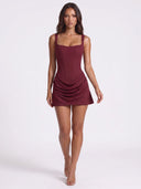 Ruched Sleeveless Mini Dress