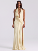 Split Backless Halter Neck Maxi Dress